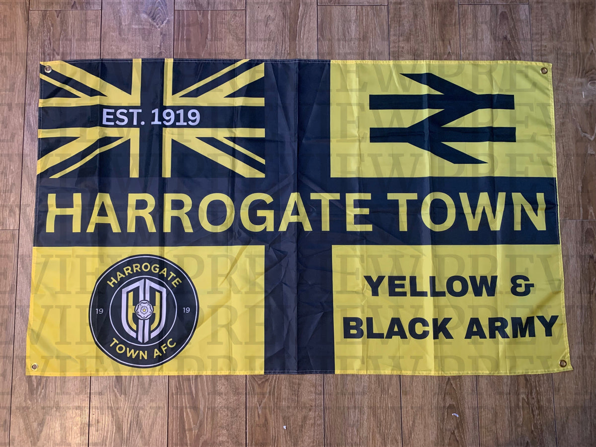 Harrogate Town Yellow & Black Army 5x3ft